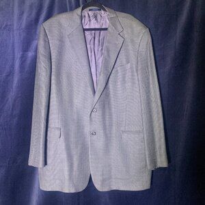 Joseph Abboud‎ Mens Gray Multicolor Plaid Silk Wool 2 Button Blazer Size 48L